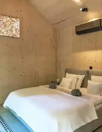 Mátra lakberendezett hálószoba natúr színpaletta