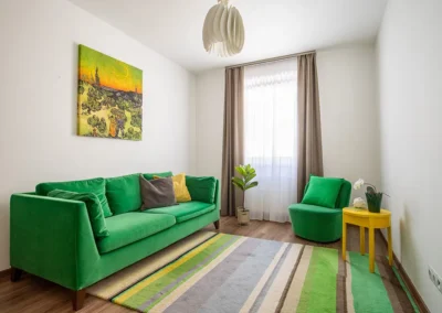 home styling után eladásra felkészített lakás zöld szoba dolgozószoba