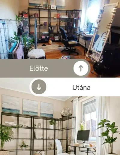 dolgozószoba home staging eladásra felkészítés előtte utána