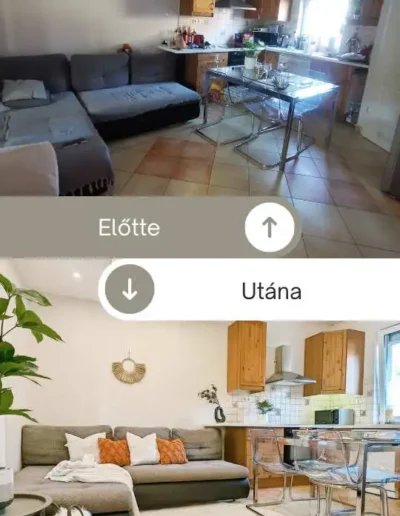 nappali konyha home staging eladásra felkészítés előtte utána